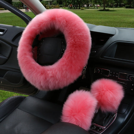 1 pièce couvre-volant en peluche en strass rose, moelleux, confortable,  antidérapant, accès voiture pour femmes