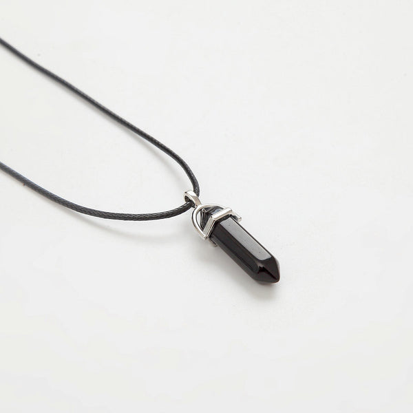 Collier pierre semi précieuse obsidienne noir