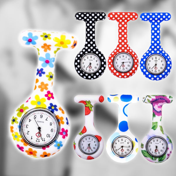 Montres en silicone "Funs et colorées" broche pour infirmière, aide soignante et médecin
