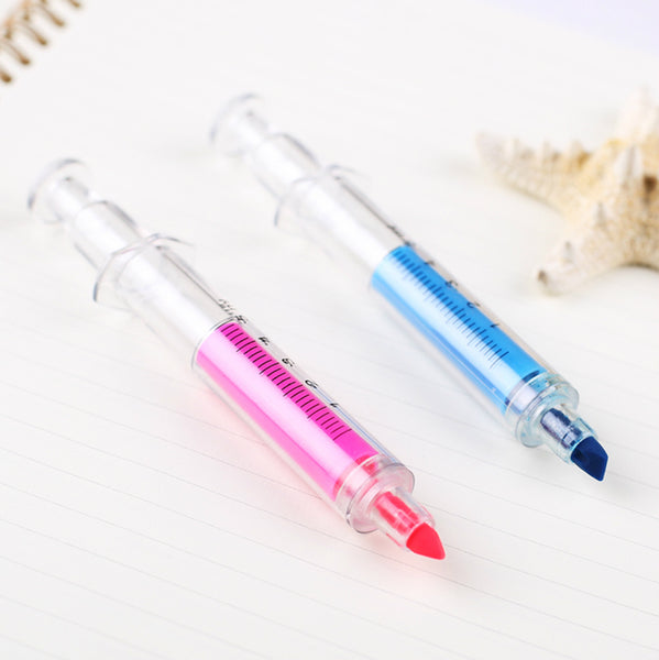 LOT de 6 Stylos Marqueur Fluo Seringue atypique